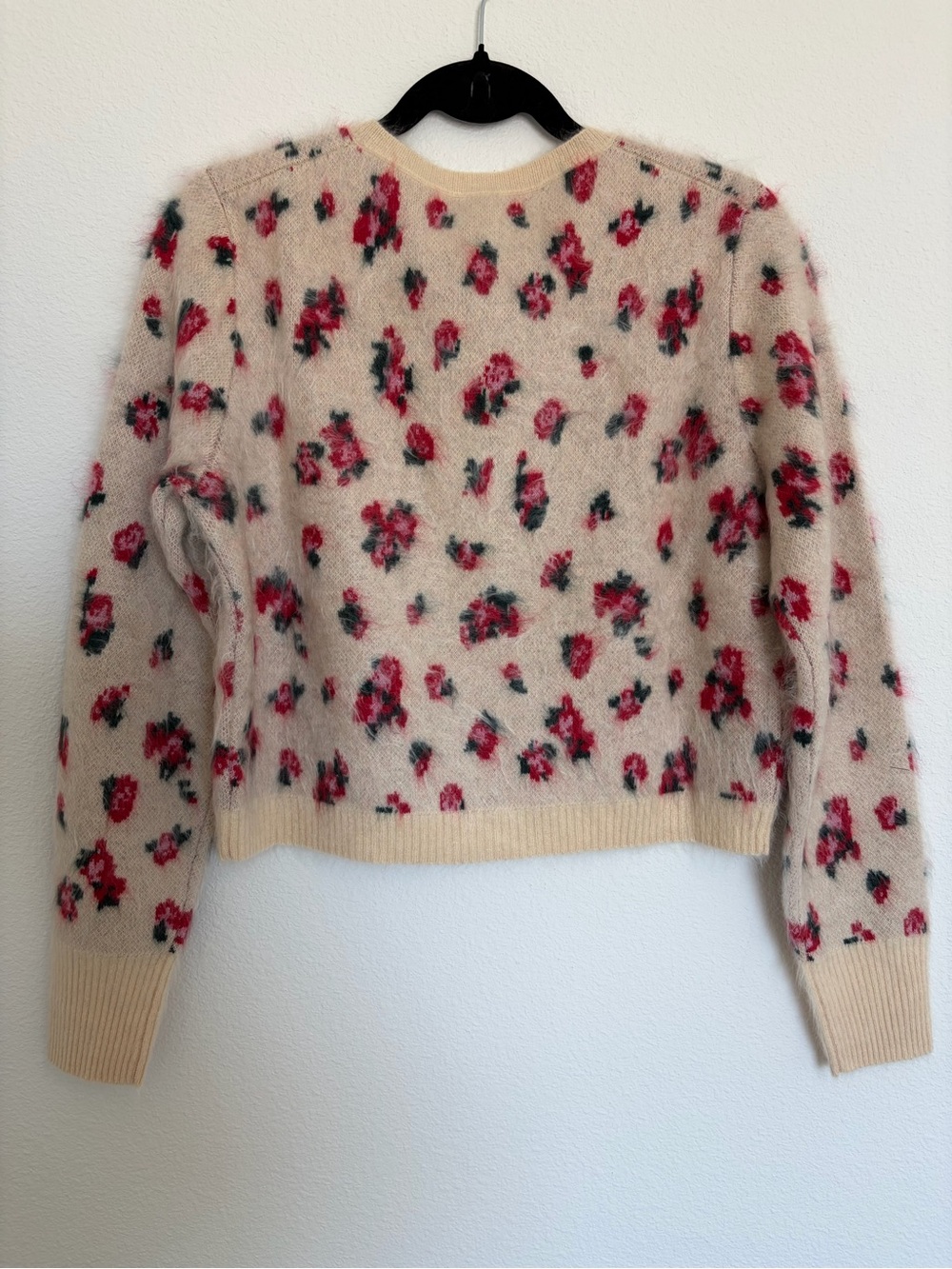 J Crew Brushed Cashmere cropped cardigan in blurry floral - Picture 6 of 7